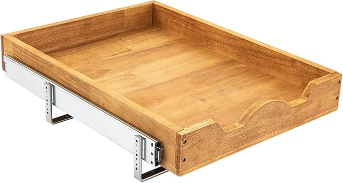 DINDON 1 Tier Pull Out Cabinet Organizer (20" W x 21" D) Single Tier Heavy Duty Slide Out Wood Drawer Under Sink Shelf Organization Storage