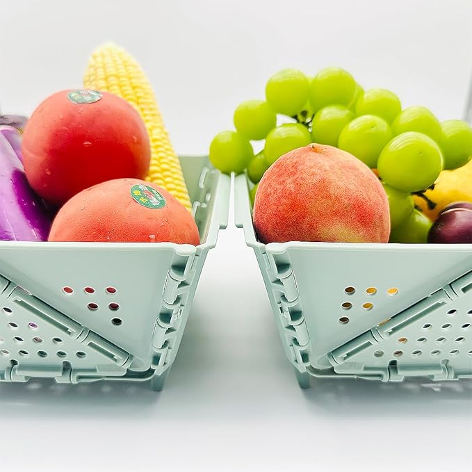 2 Pcs Collapsible Colanders Foldable Strainers - Kitchen & Camping Basket for Fruits, Pasta, Vegetables, Berries - Space Saving, Stackable Storage, Picnic Essentials