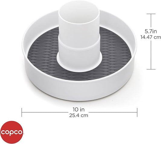 Copco 10-Inch Multi-Compartment Storage Turntable with Non-Skid Liner & Soft Base - 2-Section Divided Lazy Susan Organizer for Kitchen Storage, Pantry, Bathroom, Office Supplies
