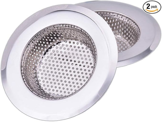 4.5 Inch Diameter Rim Heavy Duty Stainless Steel Kitchen Sink Basket Strainer, Large (Pack of 2)