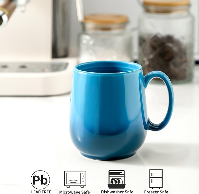 Hasense Ceramic Coffee Mug 20oz, Large Coffee Mug for Office and Home, Coffee Cups with Big Handle for Latte, Hot Tea, Cappuccino, Mocha, Cocoa, Dishwasher and Microwave Safe, 1PCS(Gradient Deep Blue)