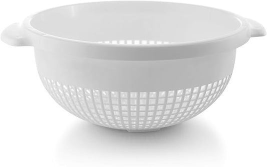 YBM HOME Deep Plastic Strainer Colander with Handle – Made of Food Safe BPA-Free Plastic - Durable and Dishwasher Safe - Use for Pasta, Noodles, Spaghetti, Vegetables and More (1, White)