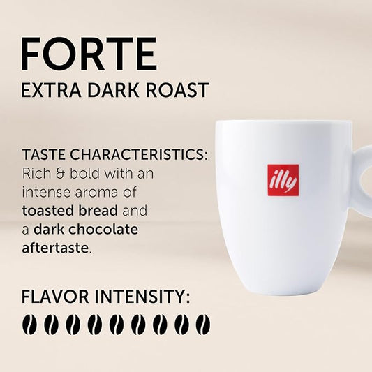 Illy Forte K Cup Coffee Pod, Bold And Intense, Extra Dark Roast, Made With 100% Arabica Beans, All-Natural, No Preservatives, Made for Keurig Machines, 10 Count (Pack Of 1)