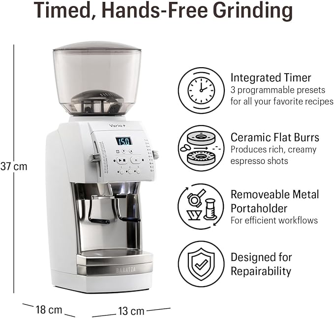 Baratza Vario+ Flat Ceramic Burr Grinder (White)