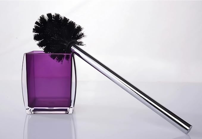 5 Pcs Purple Acrylic Bathroom Accessories Set Complete,Lotion/Soap Dispenser,Soap Dish,Toothbrush Holder, Tumbler,Toilet Brush and Holder,Modern Bathroom Decor and Housewarming Gift Set,Purple