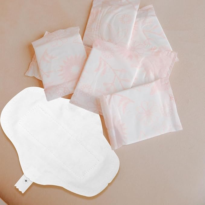 Yardwe 3pcs Reusable Menstrual Pads Organic Cotton Thin Cloth Absorbent Sanitary Towels Washable Feminine Pads for Women