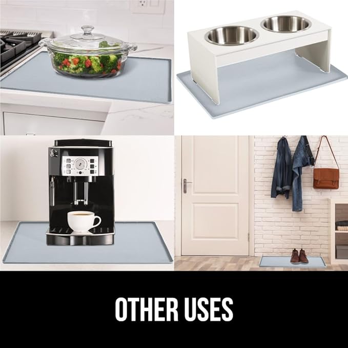 GORILLA GRIP Waterproof Silicone Under Sink Mat with Raised Lip for Kitchen and Bathroom, Cabinet Shelf Liner Stay in Place Mats Dishwasher Safe Drawer Liner, Organizer Tray, 19 x 22 in, Light Grey