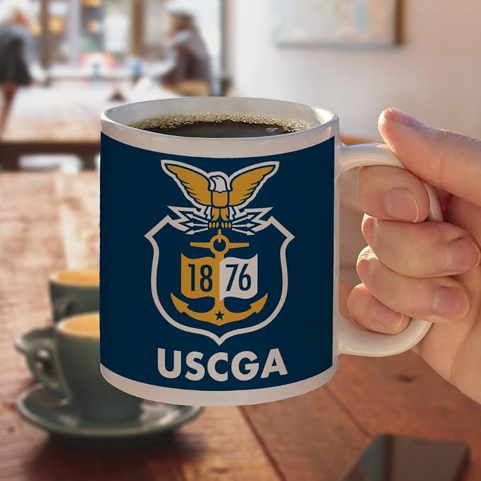 U.S. Coast Guard Academy Official Bears Logo Ceramic Coffee Mug, Novelty Gift Mugs for Coffee, Tea and Hot Drinks, 11oz, White