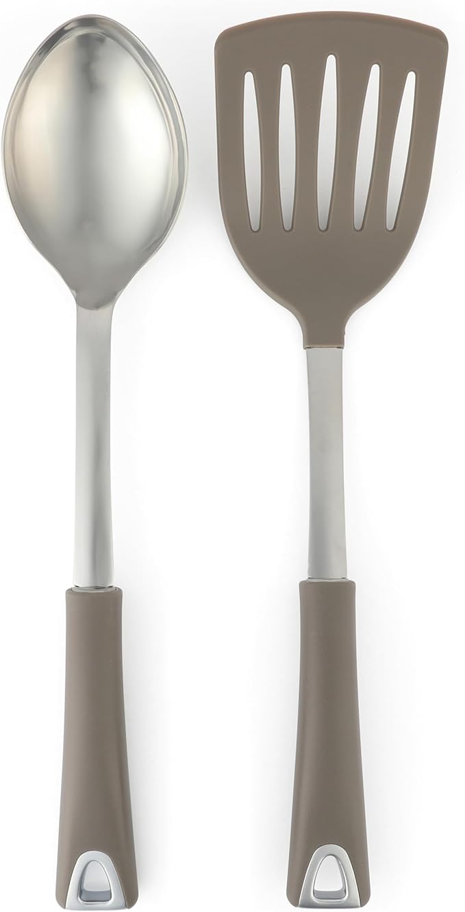 Martha Stewart 10 Piece Tools and Gadget Set W/Ceramic Crock - Linen White w/Grey Tools