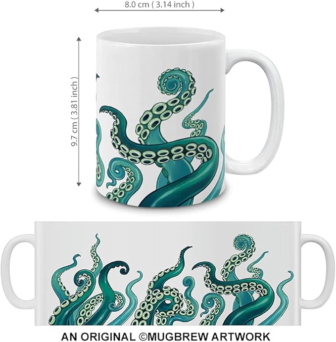 MUGBREW Kraken Octopus Tentacles Sea Green Ceramic Coffee Mug Tea Cup Fun Novelty, 11 OZ
