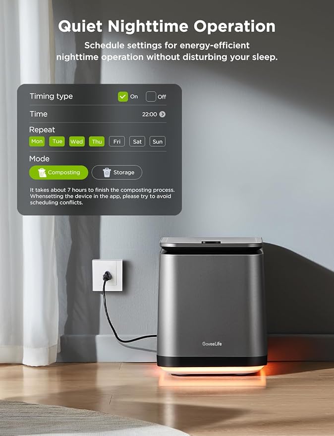 GoveeLife Upgraded Electric Composter for Kitchen, Smart Indoor Countertop Compost Bin, Odorless, Low Noise, Auto-Cleaning, Turn Food Waste into Fertilizer, Food Waste Compost Machine with LED Display