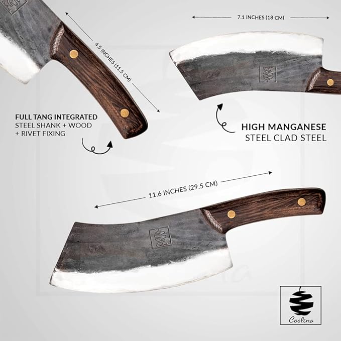 COOLINA Altomino Handmade Chef Knife, 7.1 in High Manganese Clad Steel Blade, for Slicing Meat and Vegetables
