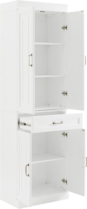 Crosley Furniture Stanton Pantry Storage Cabinet with Shelves, Kitchen, Dining, or Laundry Room, White