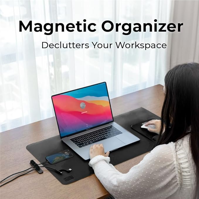 BLACK+DECKER 4 Pack Magnetic Cable Clips w/Metal Plate, Adhesive Wire Holder Keeper Organizer for Home Office Phone Car Wall Desktop Nightstand