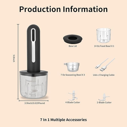 Wireless Electric Food Processor，4-Cup Electric Food Chopper For Meat,Onions,vegetables,Garlic,Complementary Food, Meat Chopper Blender
