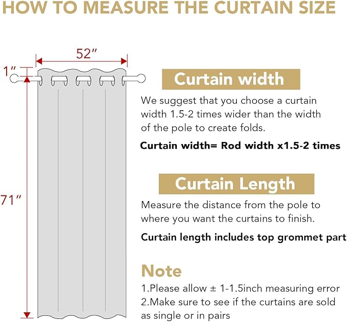 H.VERSAILTEX Living Room Linen Curtains Home Decorative Nickel Grommet Curtains Privacy Added Energy Saving Light Filtering Window Treatments Draperies for Bedroom, Angora, 2 Panels, 52 x 72 - Inch