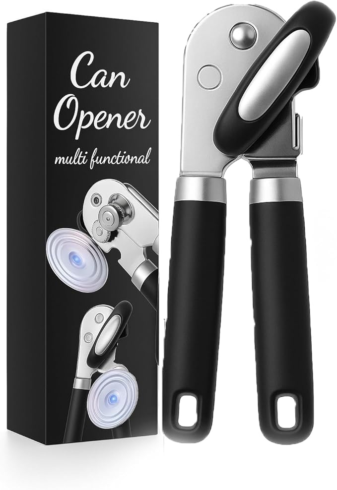 Professional Grade Handheld Manual Multifunction Can Opener & Bottle Opener With Magnet Heavy Duty and Smooth Handle With Comfortable Grip - Black - EEF Group