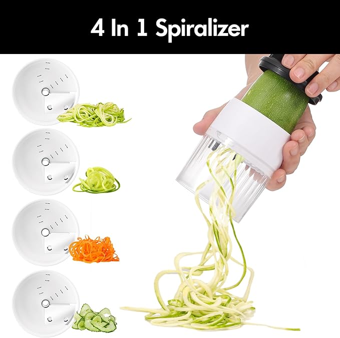 Cambom Vegetable Chopper With Container, Multifunctional Food Chopper Onion & Vegetable Cutter Dicer With 8 Blades, Carrot & Veggie Slicer Spiralizer 6 Blades