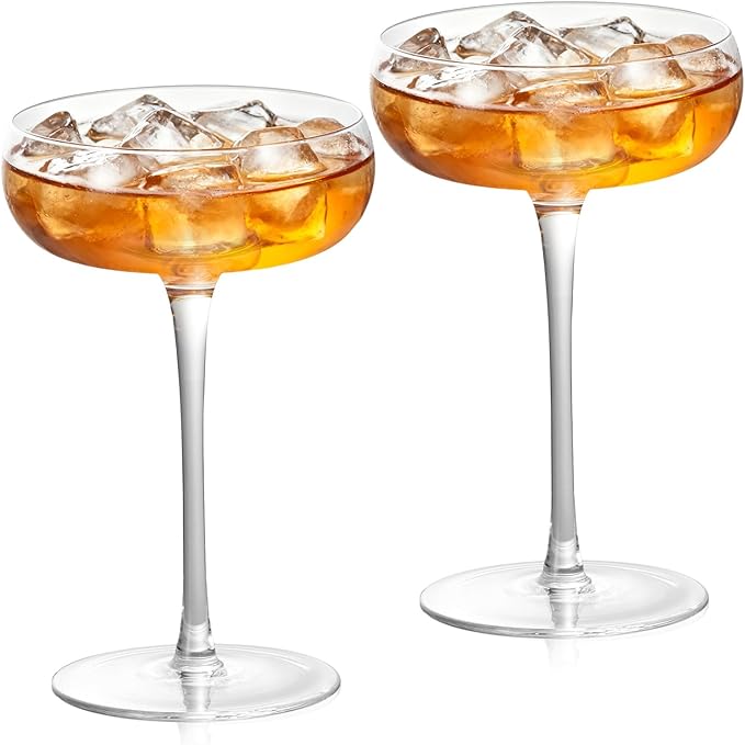 KAMMAK Martini Glasses Set of 2, 8.12 oz Clear Crystal Cocktail Glasses with Stem, Reusable Cocktail Glassware for Wedding Birthday Party, Bar, Margarita, Whiskey, Gin, Tequila, Zhuofan 2065