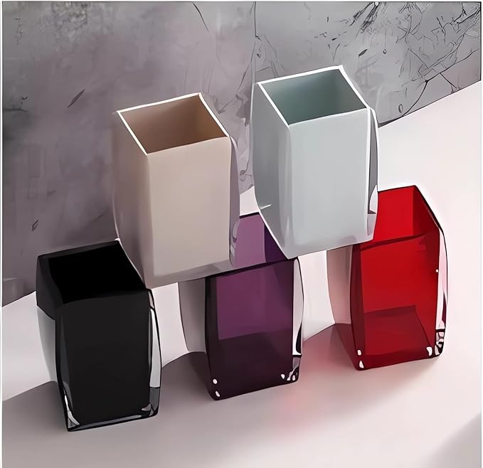 5 Pcs Purple Acrylic Bathroom Accessories Set Complete,Lotion/Soap Dispenser,Soap Dish,Toothbrush Holder, Tumbler,Toilet Brush and Holder,Modern Bathroom Decor and Housewarming Gift Set,Purple