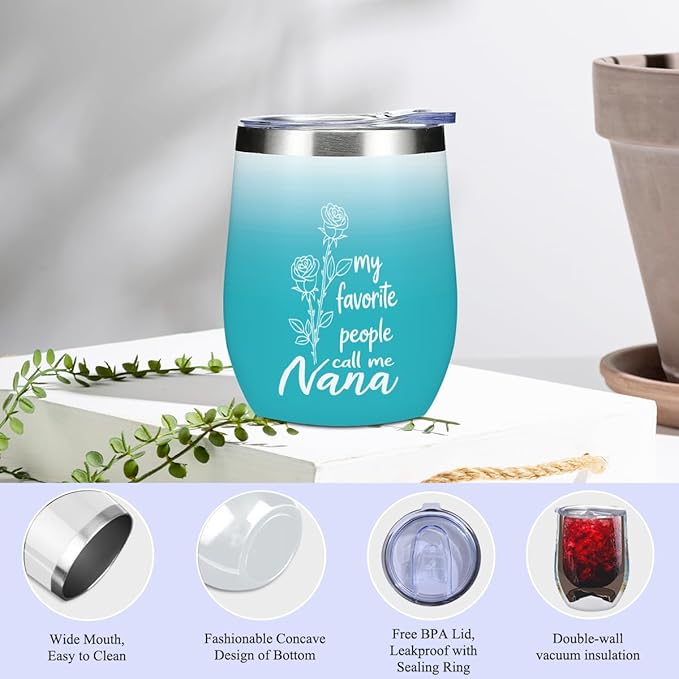 Nana Grandma Gifts,Grandma Birthday Gifts, Funny Christmas Valentine's Day Appreciation Gift for Women Her Grandmother Mothers Day Wine Tumbler Makeup Bag Bracelet Scented Candle Set with Gift Box