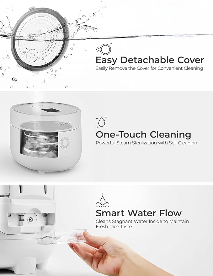 CUCKOO Micom Rice Cooker 3-Cup Uncooked / 6-Cup Cooked with Nonstick Inner Pot, Small Rice Maker with 8 Menu Options, Fuzzy Logic Technology, Auto Clean, Quick Rice Mode, White (CR-0375FW)
