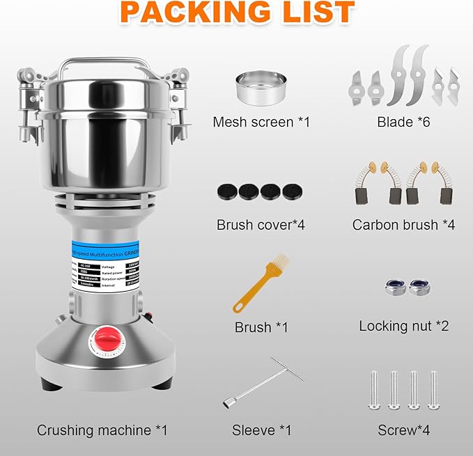 Grain Mill, 550g Flour Mill Grinder for Home, Electric Stainless Steel Grain Grinder for Wheat, Herbs, Nuts, Grains, Corn, Flour, Seasonings