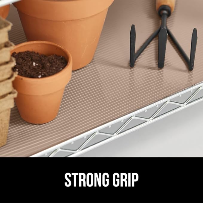 GORILLA GRIP DuraGuard Shelf Liner, 17.5x20 Non-Adhesive Cabinet Liners for Kitchen Drawers, Shelves, Refrigerator, Pantry Storage, Bathroom Closet, Durable Waterproof BPA Free Ribbed Plastic, Beige