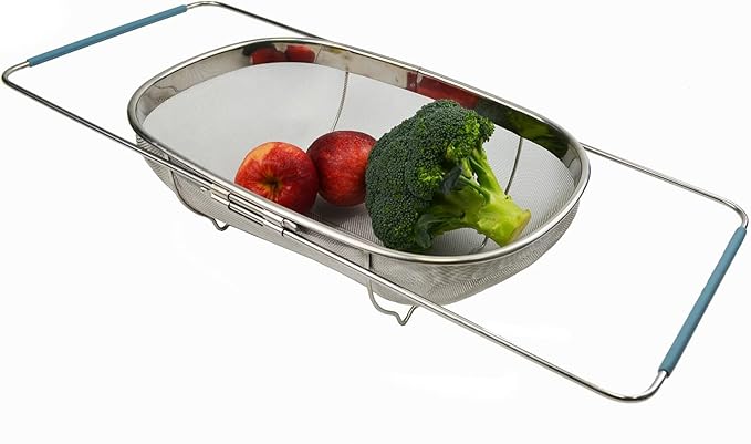 SAMMART Expandable Over The Sink Oval Colander/Mesh Strainer Basket (1)