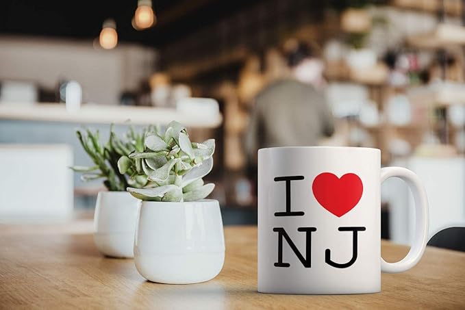 MUGBREW I Love NJ New Jersey Ceramic Coffee Mug Tea Cup, 11 OZ