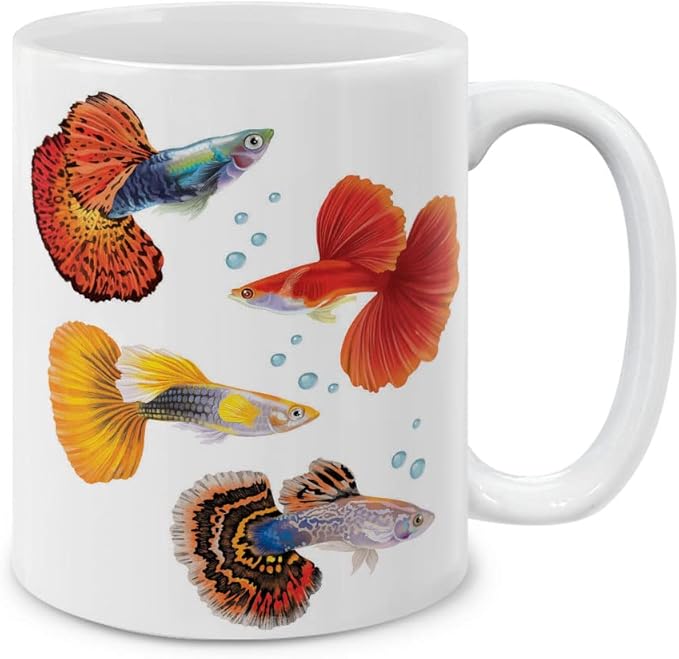 MUGBREW Fancy Guppies Fish Ceramic Coffee Mug Tea Cup, 11 OZ