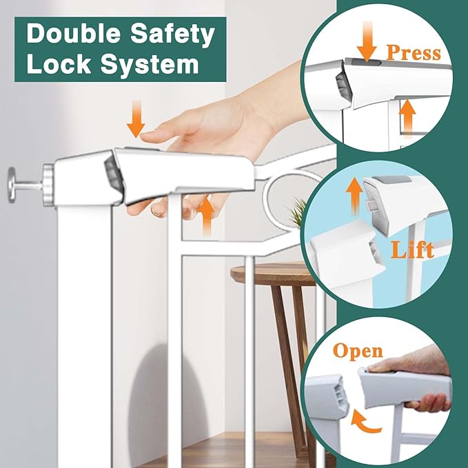 Fairy Baby 76.4"-81.8" Extra Wide Baby Gate Indoor for Stairs, Pressure Mounted Long Dog Gates for Doorways Walk Thru No Drill Pet Gates Child Safety Gate, White