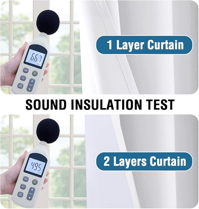 H.VERSAILTEX Blackout Curtains for Windows, Super Heavy-Duty Lined Darkness Drapes for Bedroom, Privacy Assured Window Treatment for Patio, Pack of 2, 52 x 108 inch, White Front with White Liner