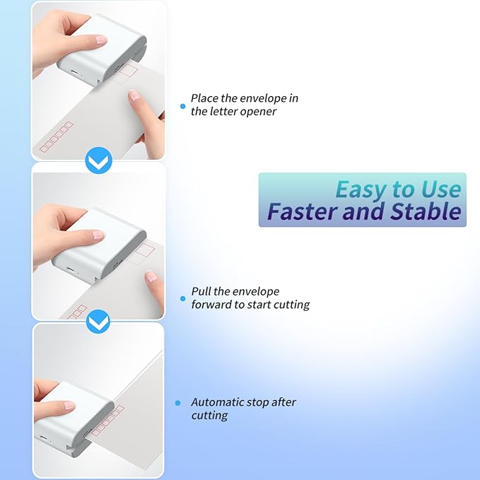 Rechargeable Electric Letter Opener - Automatic Letter Opener Envelope Slitter, Electric Letter Opener Envelope Slitter for Universal Mail and Envelopes(White)