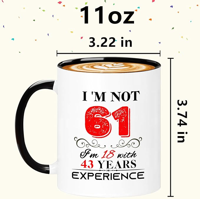 1964 61th Birthday Mug for Women Men, Turning 61 Year Old Birthday Gifts for Mom, Dad, Grandma, Grandpa, Wife, Husband, Daughter, Sister, Best Friends, Coworkers, Her, Him, 11oz Coffee Cup