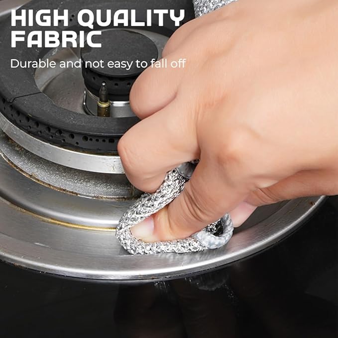 Non Scratch Wire Dishcloth Wet and Dry, 2024 New Kitchen Dish Towels Double Layer Wire Dishwashing Rags Cleaning Pads, Multipurpose Metal Wire Dishcloth Reusable Scrubbing Pads for Kitchen (10PCS)