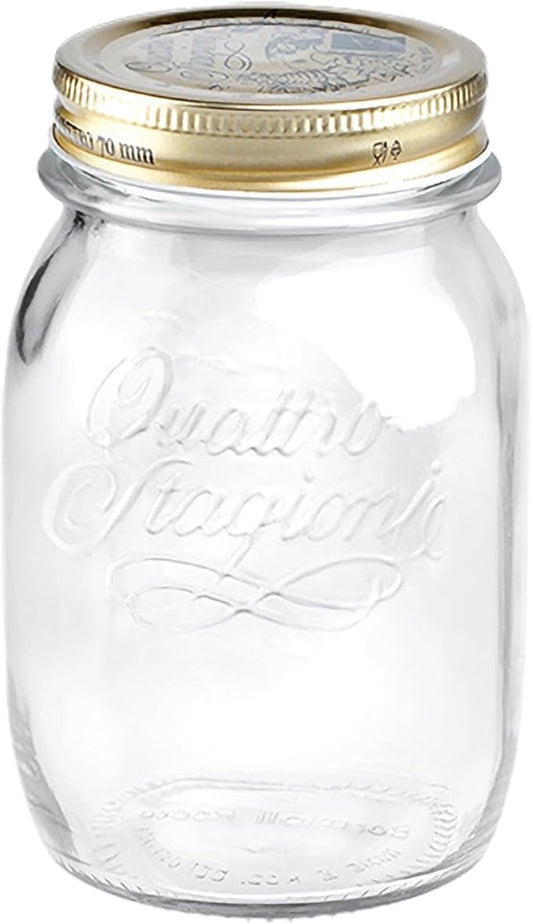 Bormioli Rocco Quattro Stagioni 17 oz Canning Jar - Vacuum Sealed for Home Canning & Au Bain-Marie"Cooking - BPA-Free, Airtight Storage for Dry Foods & Homemade Gifts - Odor Proof - Made in Italy