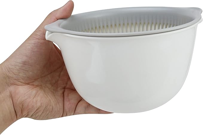 EIKS Kitchen Colander 2-in-1 Strainer Bowl for Salad Fruit Vegetable, Detachable Washing bowl Set