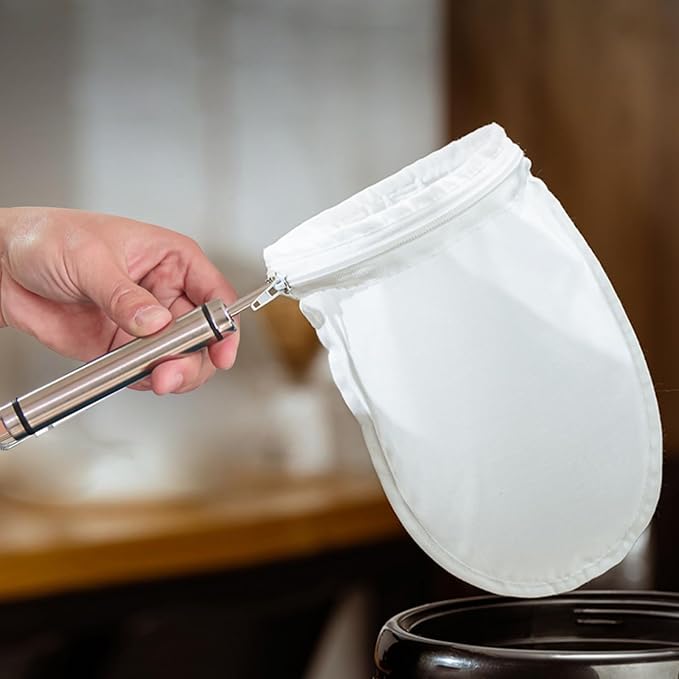 FATCAT Fine Mesh Cheese Cloth, Fine Mesh Strainer Bags, Nut Milk Bag, Cheesecloth for Straining (S-Size*5/ Excluding Bracket)