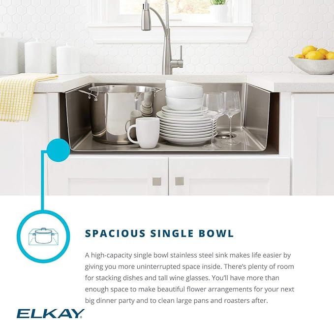Elkay ECTRU24169RTWC Crosstown 25-1/2" Undermount Single Basin Stainless Steel Kitchen Sink with Basin Rack, Basket Strainer, Colander, and Cutting Board - Stainless Steel