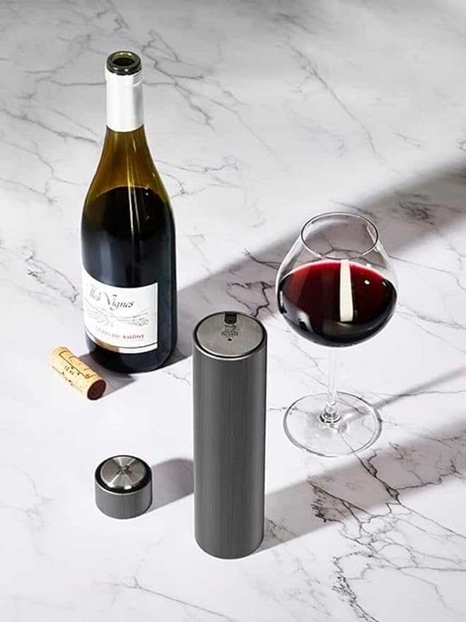 Peugeot Line Reverse Automatic Rechargeable Electric Wine Opener/Corkscrew, Carbon Dark Grey