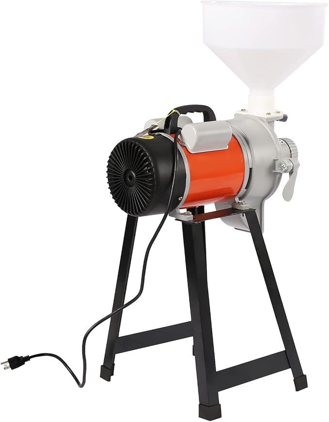 Electric Grain Mill Grinder, Flour Mill, 110V 2200W Commercial Corn Grinder Machine Feed Mill Wheat Grinder, Flour Mill Cereals Grinder with Funnel (Wet Grinder)