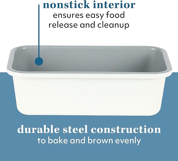 Sur La Table Kitchen Essentials Bake Sale 9 X 5 Inch PFOA, PFAS, PTFE Free Nonstick Loaf Pan - Linen White (Pack of 4)