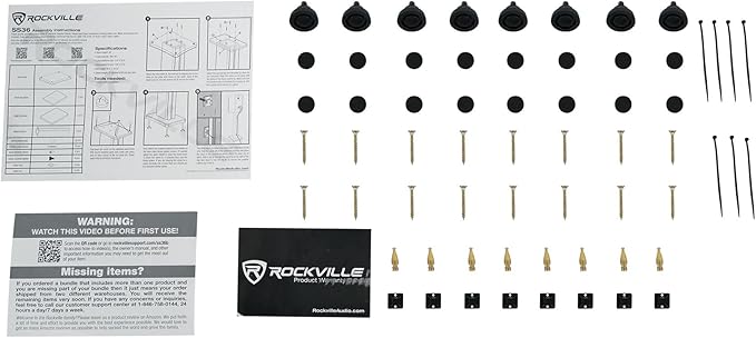 Rockville SS36B Pair Premium 36" Home Speaker Stands, 100Lbs Capacity, Black Wood Grain, Dual Top Platforms, Brass and Rubber Spikes, Isolation Pads, for Bookshelf and Surround Sound Speakers
