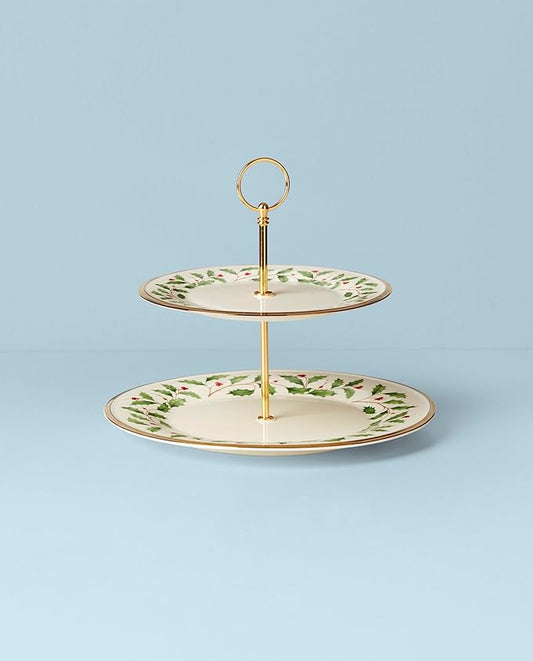 Lenox 893490 Holiday 2-Tiered Server, Christmas Dinnerware