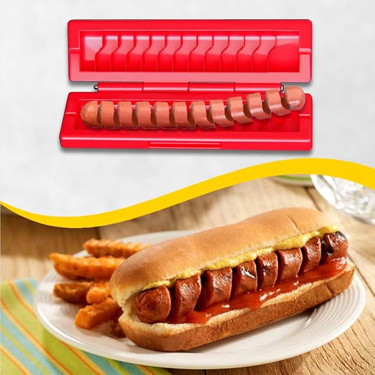 Hotdog Twister and Spiralizer + Bonus Skewers – Durable Food-Grade Plastic for Perfect Spiral Cuts – Great for Grilling by: Air Fryer, Oven & Microwave – Kitchen & Outdoor BBQ Tool
