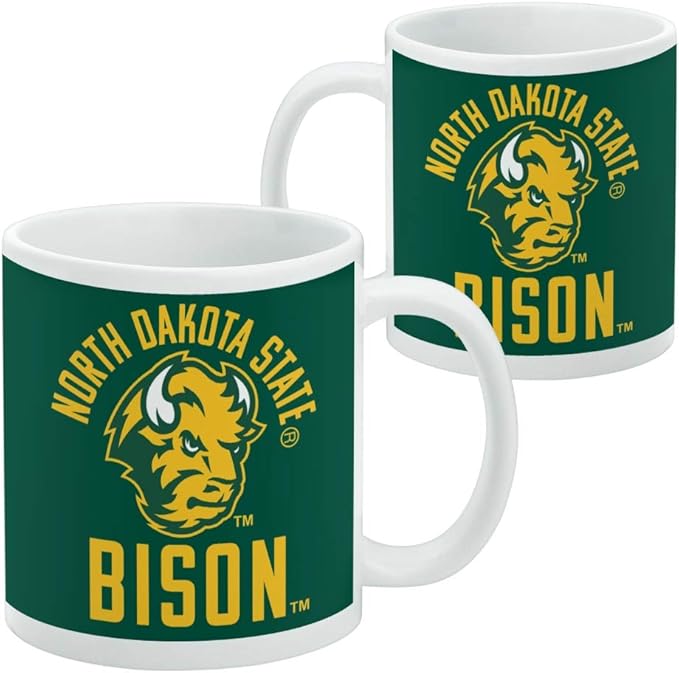 North Dakota State Bison Ceramic Coffee Mug, Novelty Gift Mugs for Coffee, Tea and Hot Drinks, 11oz, White