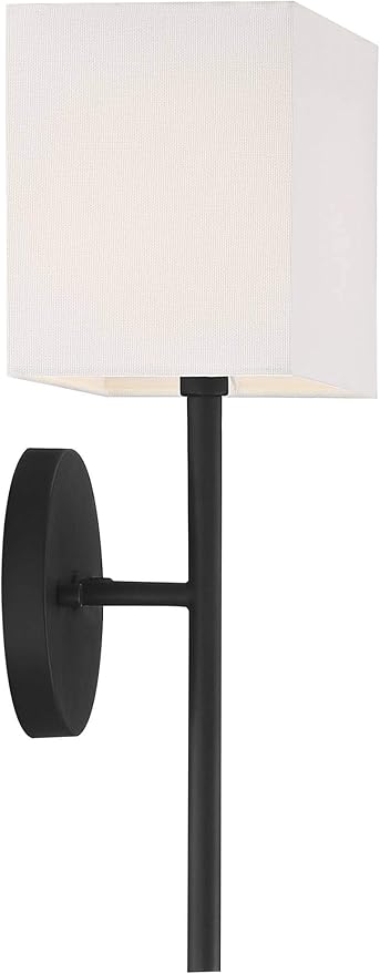Possini Euro Design Favreau Modern Wall Sconce Lighting Black Hardwired 16 1/4" High Fixture Rectangular Linen Fabric Shade for Bedroom Bedside Living Room Home Hallway Dining Kitchen