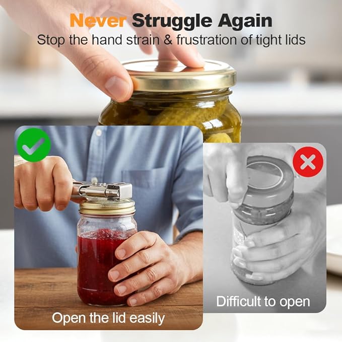 Adjustable Stainless Steel Jar Opener, 2026 New Can Opener for Weak Hands, Multifunctional Jar Lid Gripper Bottle Opener with Non Slip Grip, Kitchen Gadgets Accessories (1, S)