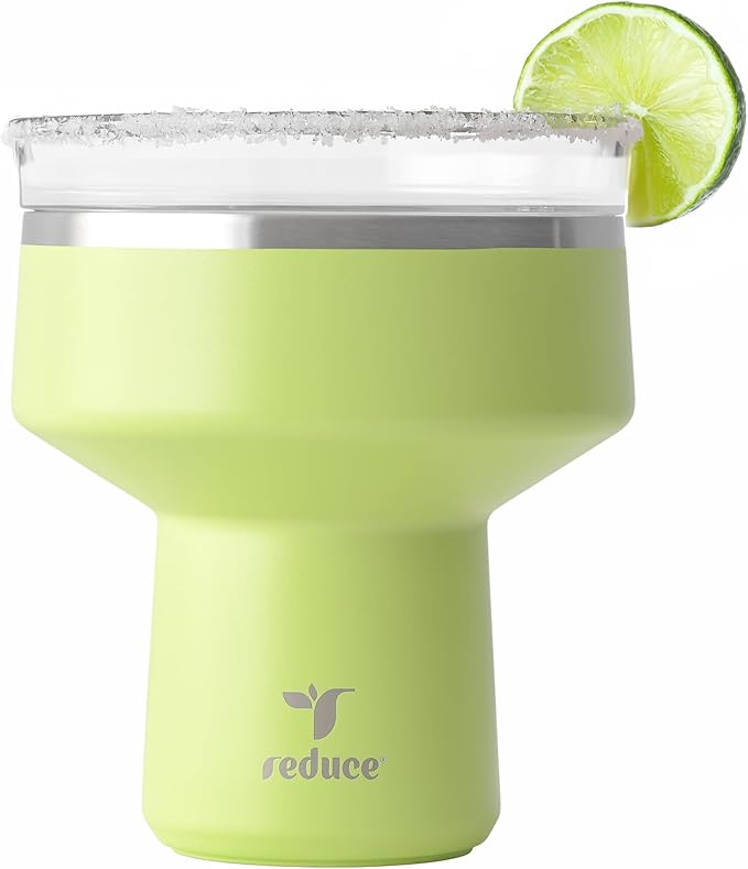 REDUCE Saltini 16 oz Cocktail Tumbler - Insulated Margarita Tumbler with Lid - Keeps Drinks Cold for 10 Hours - 360 Sippable Martini Glass Alternative - Shatterproof, Perfect for Parties - Mojito